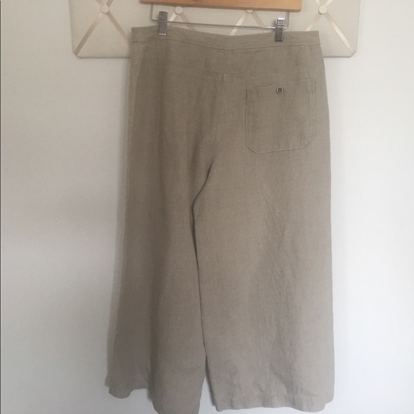 Eileen Fisher Beige Linen Wide Leg Pants, sz. 10 - Picture 3 of 8